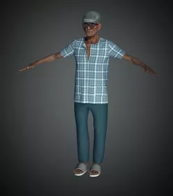 Asian Old man rigged 3D model 3D model