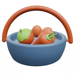 Baskets with Assorted Crops Low-poly 3D model