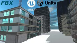 Big Building Pack with interiors Low-poly 3D model