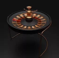Black Casino Roulette Wheel with a Red ball 3D model 3D model