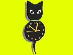 black cat wall clock 3D model