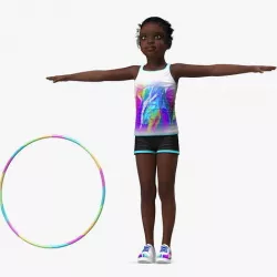 Black Child Girl With Hoop Rigged for Maya 3D model