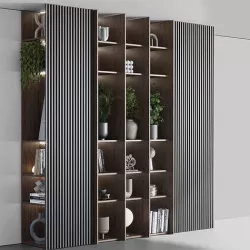 cabinet furniture of houseplants indoor With decor 02 Low-poly 3D model