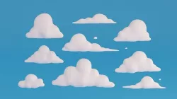 Cartoon clouds pack Low-poly 3D model
