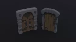 Cartoon fantasy dungeon door Polygonal Style Low-poly 3D model