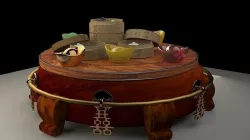 Chinese bamboo steamer with rice roll 3D model