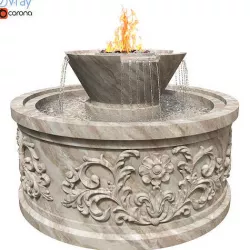 Classic Stone Fountain and Fire pit 3D model
