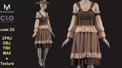 Country dress - ZPRJ - OBJ-MTL-FBX-MAX-TEXTURES 3D model