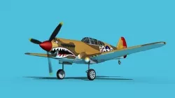 Curtiss P-40B Warhawk V15 USAAF 3D model
