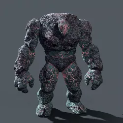  Elemental Golem - Lava Blue - Low-poly 3D model