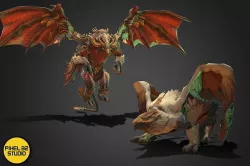 Fantasy Creature - Combat Griffon Low-poly 3D model