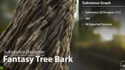 Fantasy Tree Bark Silver - Substance Designer Texture