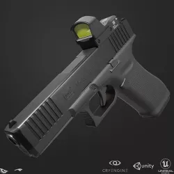 GLOCK 17 Gen5 MOS with attachments Low-poly 3D model