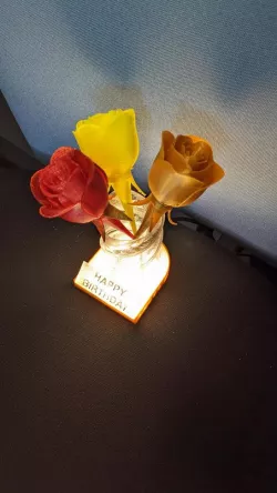 Happy Birthday Forever Roses with Heart Vase and Lighted Base