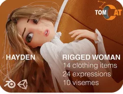 Hayden Rigged Woman Character for Blender and Unity Low-poly 3D model