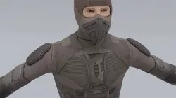 Lowpoly scifi space suit stillsuit character Low-poly 3D model
