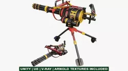 M134 Minigun Red Shark Skin All PBR Textures Included Low-poly 3D model