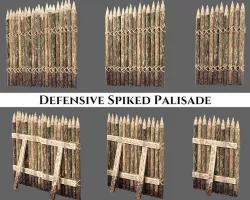 Medieval Defense Spike Palisades Low-poly 3D model