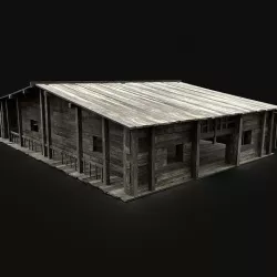 MEDIEVAL SAWMILL WAREHOUSE STORAGE WORKSHOP BUILDING INDUSTRIAL Low-poly 3D model