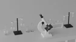 Microscope And Lab Glasswares Low-poly 3D model