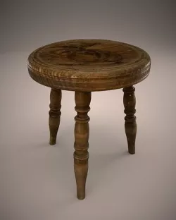 Old Stool Low-poly 3D model