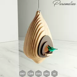 parametric design birdhouse bird nest svg template dxf files 3D model