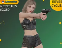 Realistic Girl Character 200 - Action Suit - Rigged -4K Textures Low-poly 3D model