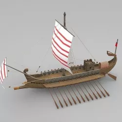 Roman Galley Low-poly 3D model