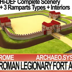 Roman Legionary Fort A and Scenery Square Plan 3D model
