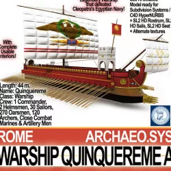 Roman Warship Quinquereme A 3D model