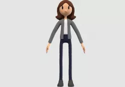 simple cartoon girl  3D model