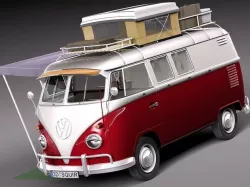 Volkswagen Camper Van 1950 Open 3D model
