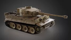 WW2 German Tiger tank Low-poly 3D model