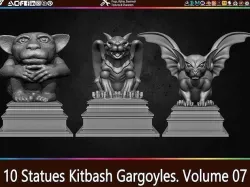 10 Statues Kitbash Gargoyles Vol 07 Low-poly 3D model