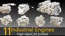 11 Industrial Engines- High detail 3d models Low-poly 3D model