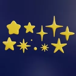 9 cartoon star models Low-poly 3D model