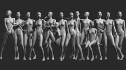 Animated Female Base Mesh - 14 poses Low-poly 3D model
