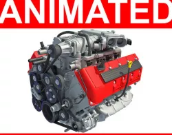 Animated V8 Engine 3D model