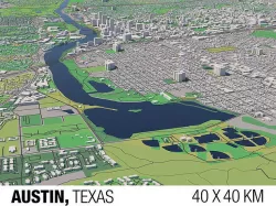 Austin Texas USA 40x40km 3D City Map 3D model