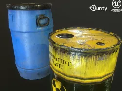 Barrels asset biohazard Low-poly 3D model