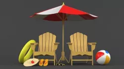 Beach Umbrella and Chair 3D model