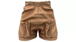 Beige Brown Slim Tie Belt Pockets Marin Fashion Summer Shorts Low-poly 3D model