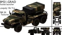 BM21 GRAD Rocket Launcher Low-poly 3D model
