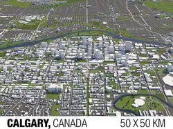 Calgary Canada 50x50km 3D City Map 3D model