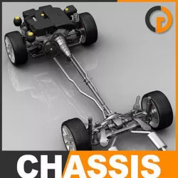Car Chassis and Engine 3D model