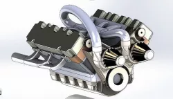Car Engine V6 animated - solidworks 3D model