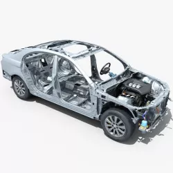 Car Frame with Chassis Engine 01 3D model