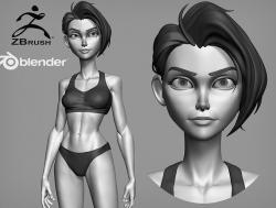 Cartoon female character Bonnie full body base mesh 3D model