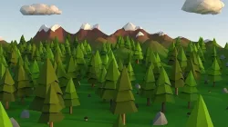 Cartoon low poly large landscape scene Low-poly 3D model