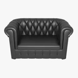 Chesterfield leather loveseat black 3D model